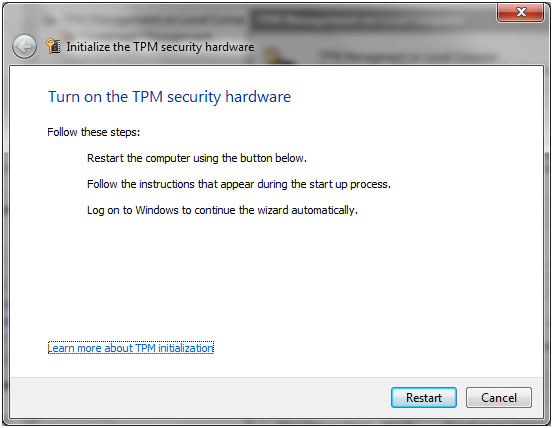 Initialise the TPM security hardware