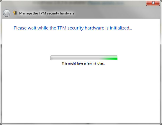 Please wait while the TPM security hardware is initialised
