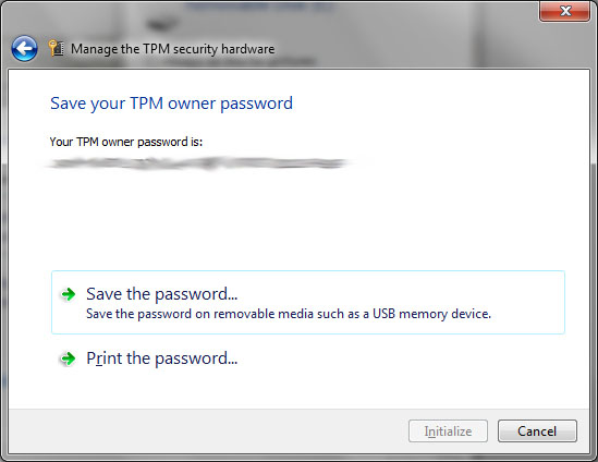 Save your TPM Owner Password